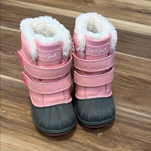 Cat & Jack Pink and Gray Waterproof Fur Lined Warmer Snow Boots